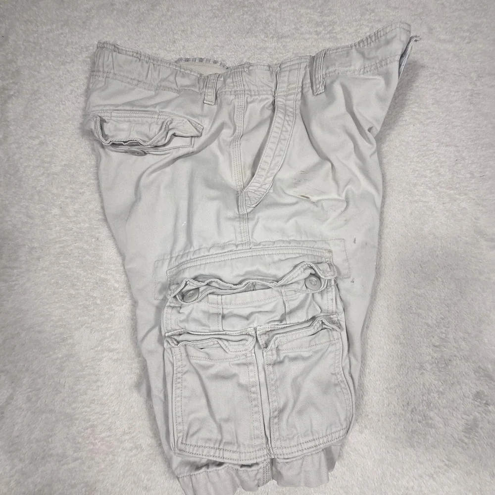 Faded Glory Cargo Shorts Mens 38 Sidewalk Gray Good Cotton FM19B303 Utility Work